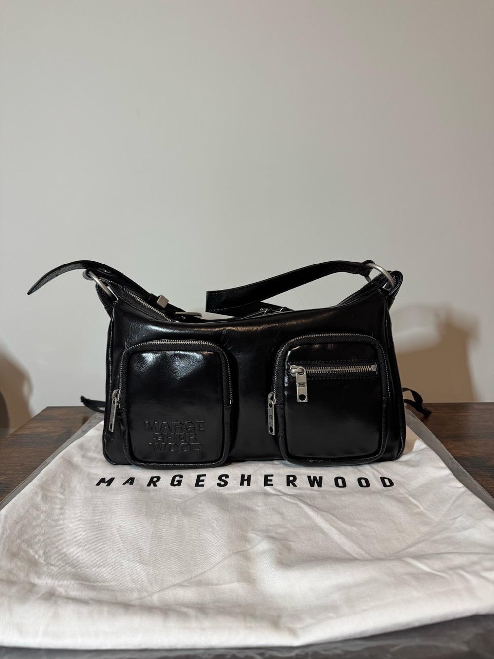 Marge Sherwood Outpocket Hobo in Glossy Black